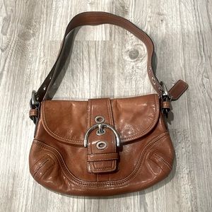AUTHENTIC COACH F10188 SOHO Cognac Leather Mini Hobo Bag